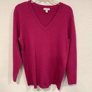 Charter Club Pullover V-Neck Sweater Magenta Pink Long Sleeves EUC Plus Size 0X